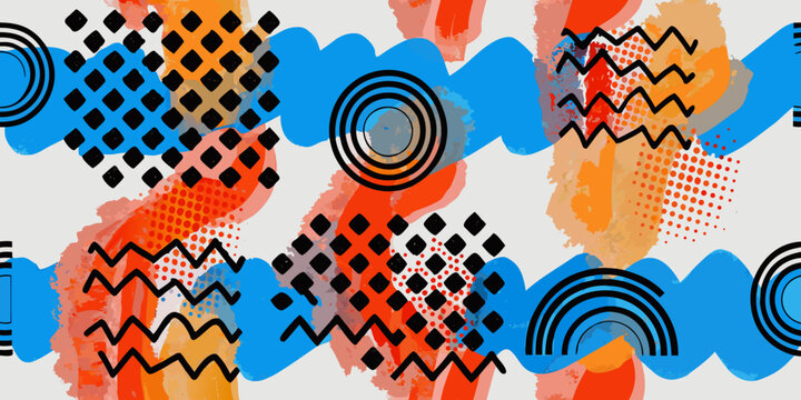Abstract geometric pattern with bold shapes and vibrant colors