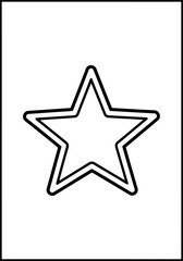 Obraz premium A simple, bold, black and white outline drawing of a classic five-pointed star, perfect for coloring pages, educational materials, or a child's activity book illustration.