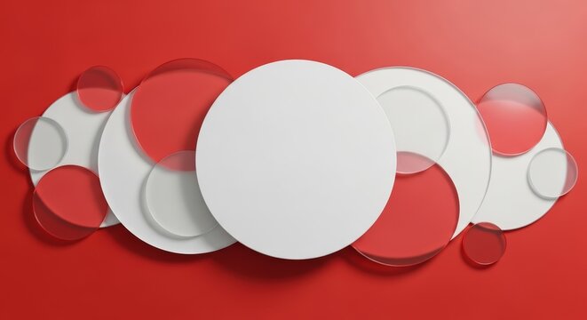 White circles on red background design.