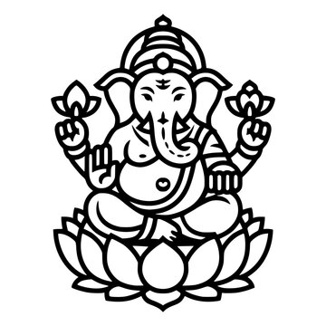 lord ganesha line art drawing, god ganesh picture, god ganesh vector image