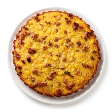 Pastel de choclo - Chile corn pie with meat and vegetables isolated on a white background