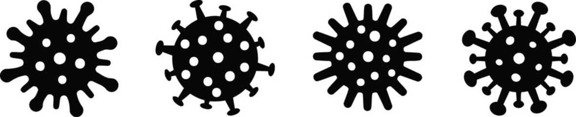 Obraz premium Flat design virus particles illustration set with different spike variations isolated on white background, Vector, illustration