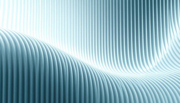 Elegant wavy surface of ribbed material in soft blue for modern backgrounds or presentations