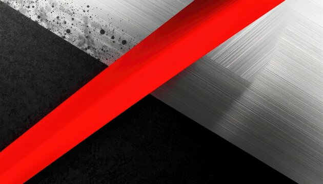 Striking Abstract Geometric Red Stripe on Textured Black and Silver Backgrounds for Dynamic Visuals