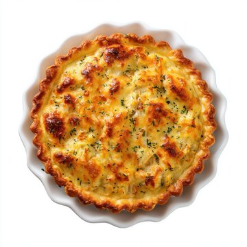 Pastel de jaiba - Chile crab pie plate isolated on a white background