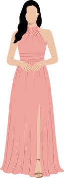 Elegant Woman In A Pink Halter Gown