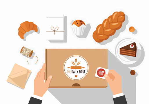 A bakery box with hands and sweets