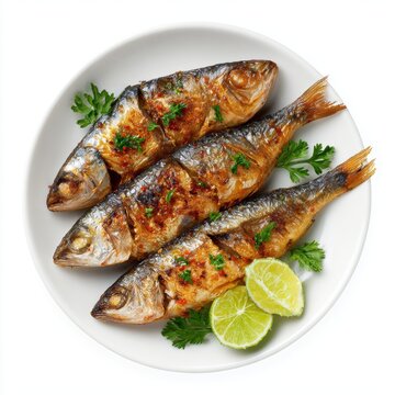 Pejerrey frito - Chile fried silverside fish isolated on a white background