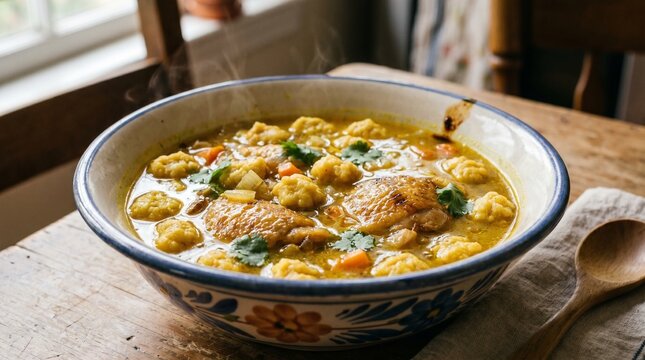 Hearty Bori Bori de Pollo Chicken Soup with Cheese Dumplings