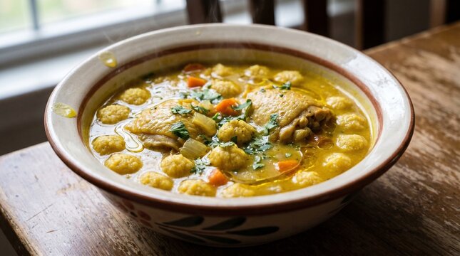 Hearty Bori Bori de Pollo Chicken Soup with Cheese Dumplings