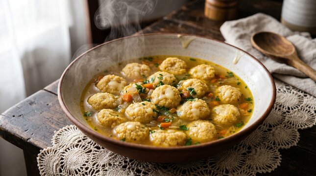 Traditional Paraguayan Vori Vori Soup with Cornmeal Cheese Dumplings
