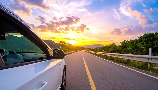 Road trip at sunset