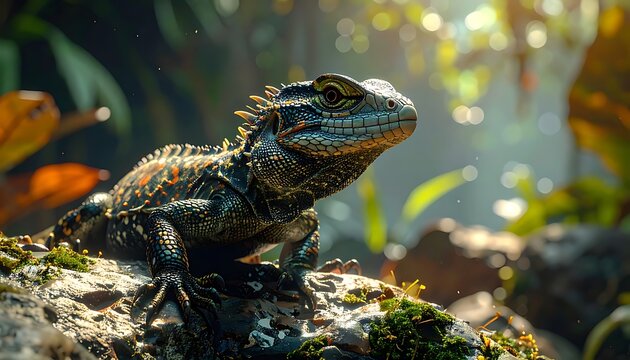 Reptilian gaze in sun
