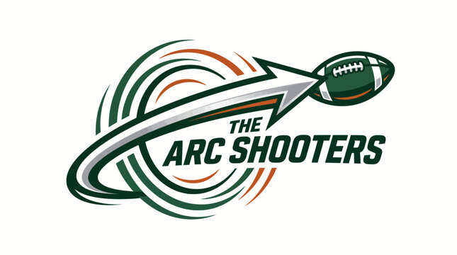 Modern Abstract Football Logo with Arrow and Arc Motion for Team Named The Arc Shooters
