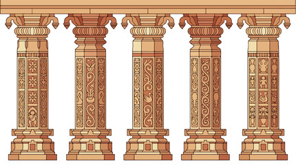 Fototapeta premium A row of ornate classical architectural columns in warm stone tones forming a historic colonnade