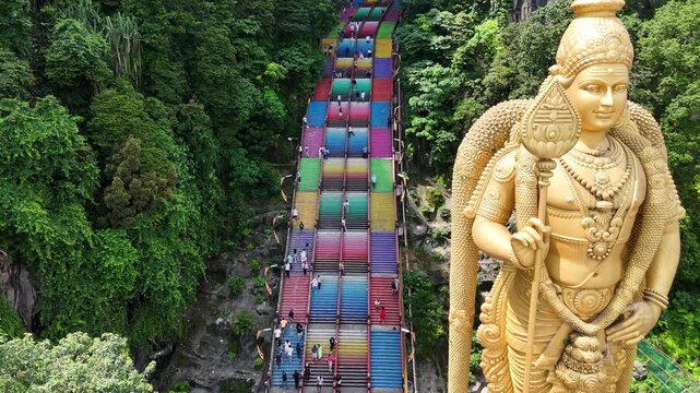 Batu Caves - indian temple with vibrant colorful stairs near Kuala Lumpur, Malaysia.