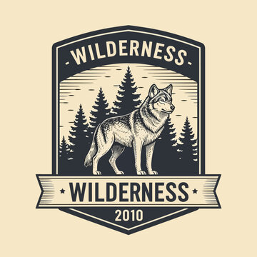 Wilderness Explorers vintage logo emblem.