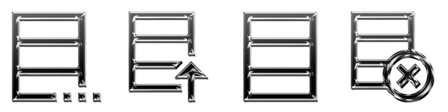 3D icon bundle gradient style - database options, database restore, database, and delete database. Database operations icon collection and design. High quality render design.