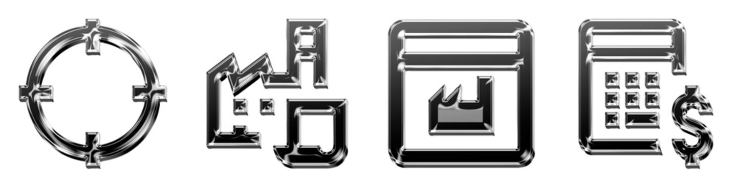 Modern 3D isometric icon collection - define location, enterprise resource planning, erp system, and estimate. Business corporate operations and professional management. Premium.