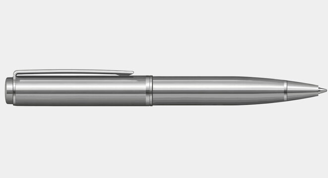 Silver metal pen with pointed tip.