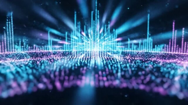 Abstract digital sound waves visualization of music.