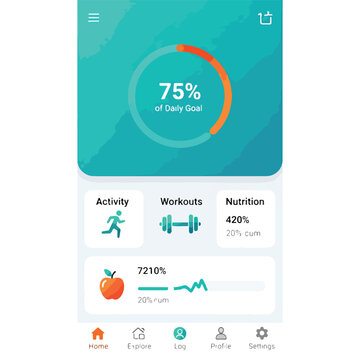 A fitness app screen with progress and stats