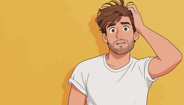 Confused Man Scratching Head Illustration