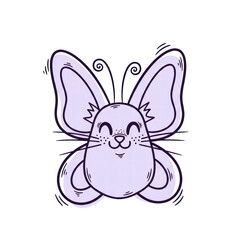 Fototapeta premium Cute smiling mouse with butterfly wings cartoon