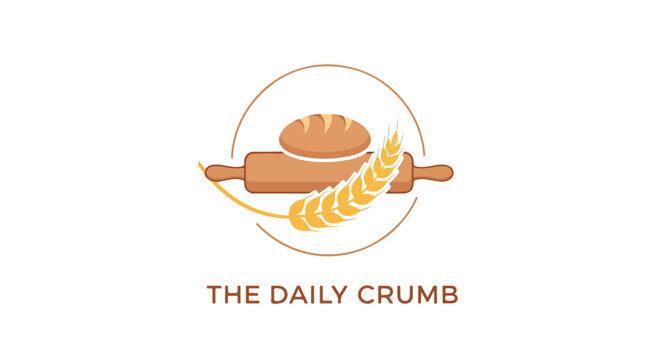 A bakery logo with rolling pin and wheat