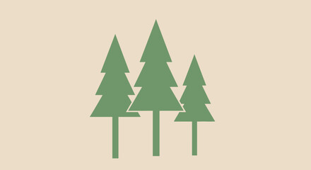 Obraz premium Vector illustration of three pine trees in a soft, muted color palette