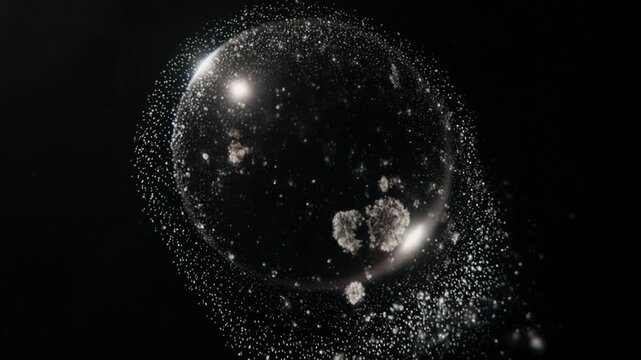 宇宙塵マクロ接写・微細な星間物質の幻想的クローズアップ映像