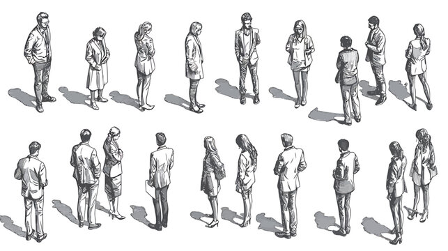 Collection of diverse people figures in sketch style.
