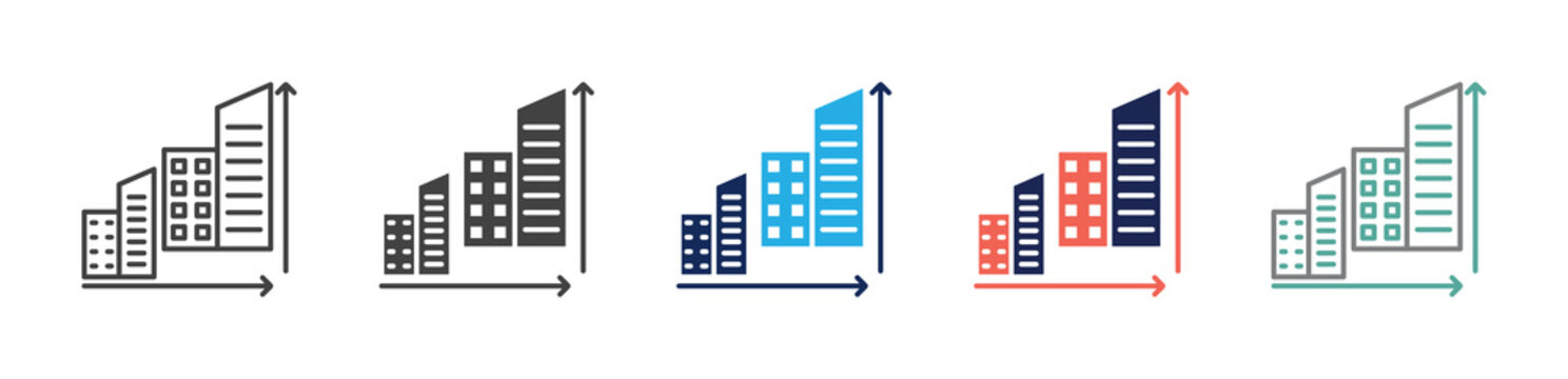 company size icon set consisting of multiple styles. vector illustration