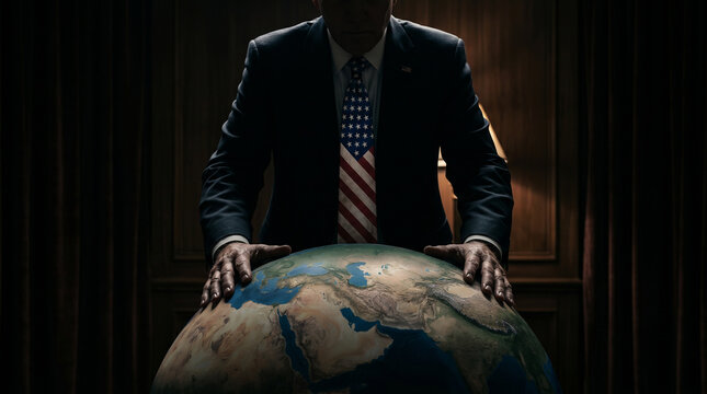 Global Political Power and Leadership Control Concept Holding the World
