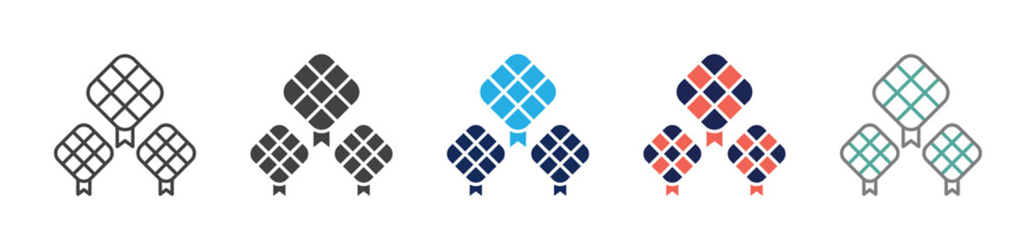 ketupat icon set consisting of multiple styles. vector illustration