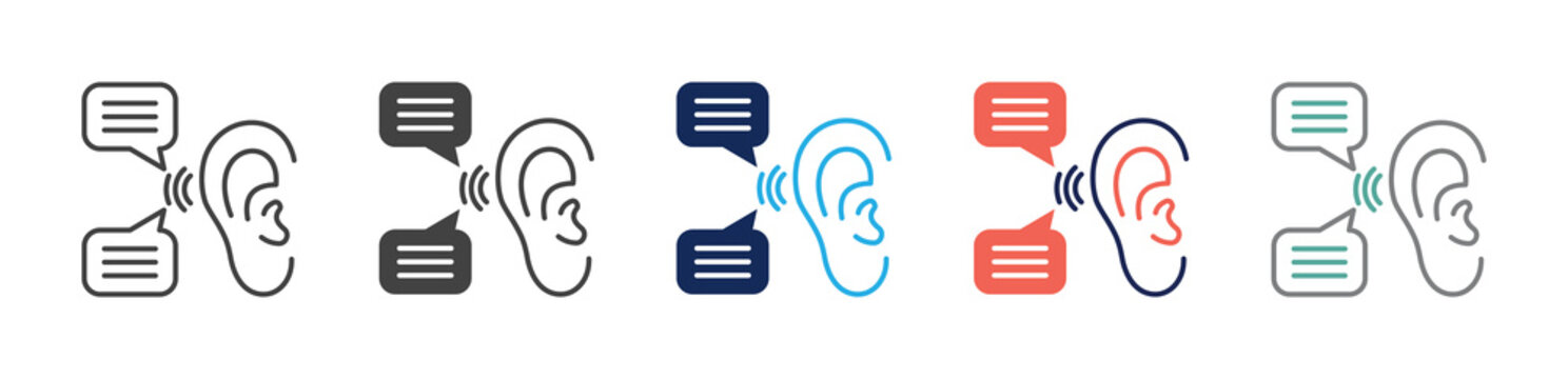 listening icon set consisting of multiple styles. vector illustration
