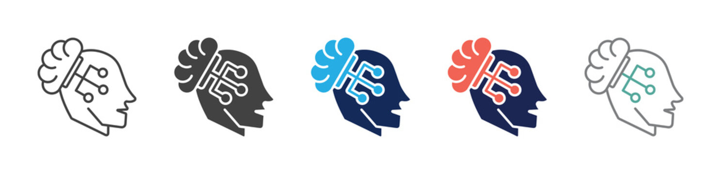symbolic reasoning and learning icon set consisting of multiple styles. vector illustration
