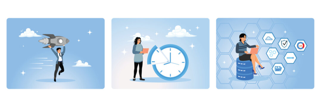 Business owners launch ventures, works part-time, working using cloud computing technology.