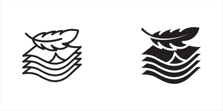 fabric with feather filler icon set, high comfort structure, less weight, vector illustration on white background