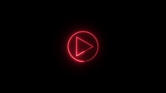 Neon play button icons progression on black background high quality professional