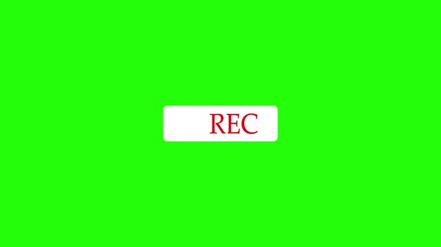 Red record button icon animating on green screen background stock footage