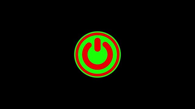 Power Button Icon Sequence Showing Activation Green to Red high quality