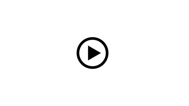 Play button icon sequence animating from triangle to circle on white background