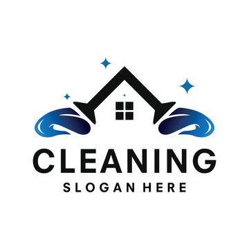 House cleaning service logo design template vector illustration
