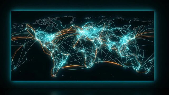 Global Network Connection Over Holographic World Map with Linked Data Nodes