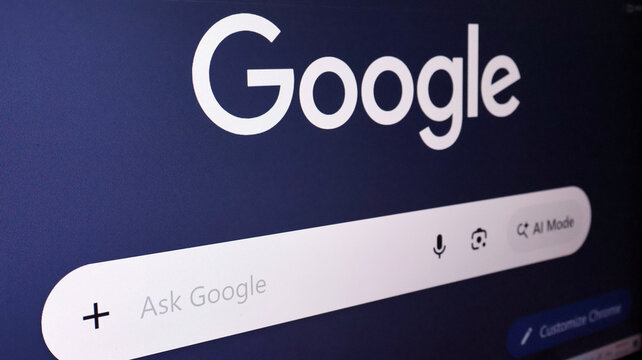 Google search bar on a computer screen with ask google text