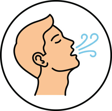 Breathing air illustration featuring human exhalation airflow respiratory system function and health concept vector design