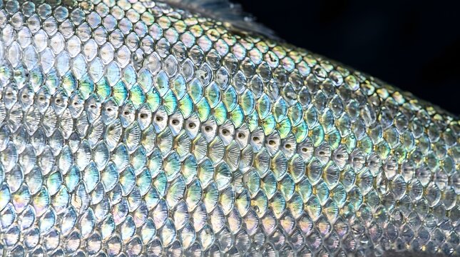 Close-up of shiny fish scales.