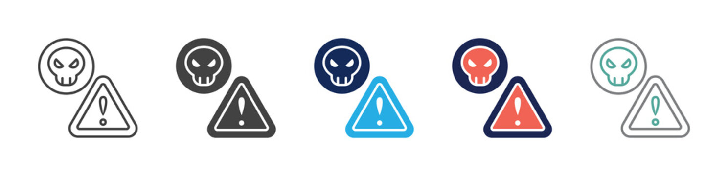 fraud warning icon set consisting of multiple styles. vector illustration