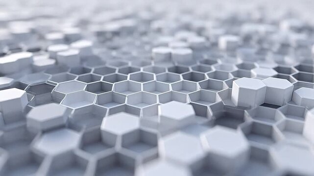 Abstract grey honeycomb structure with deep perspective and geometric pattern